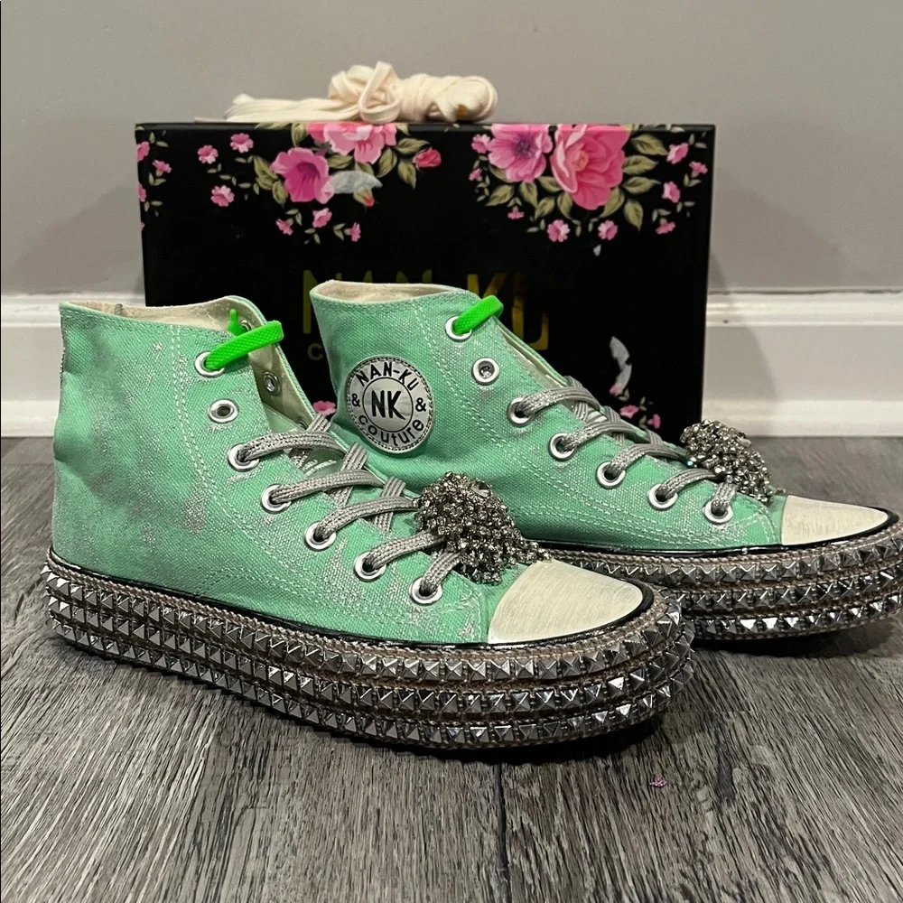 FREE PEOPLE NIB Nan ku sneakers revolve green - 37 - Picture 3 of 7